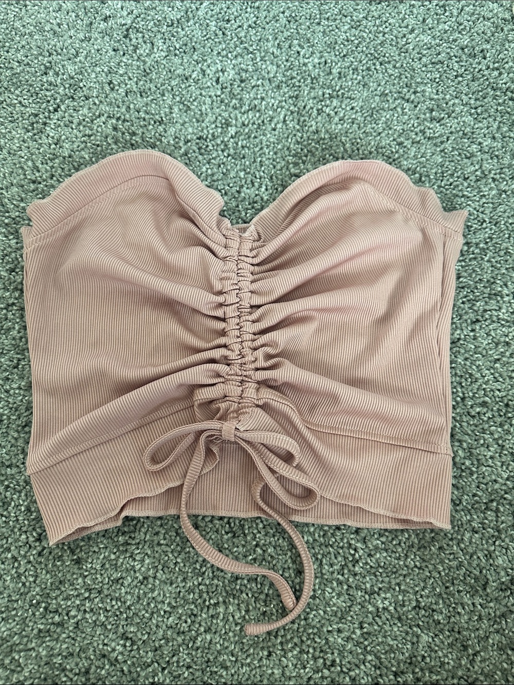 Ruched Strapless Crop Top - Blush Pink